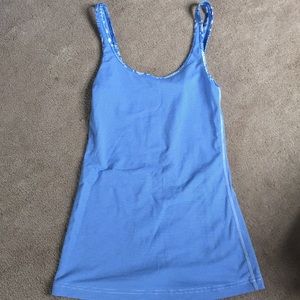 Blue and white striped lululemon tank